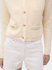 Mango White Knitted Cardigan With Frayed Ends - Image 5 of 7