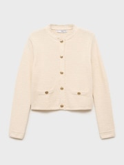 Mango White Knitted Cardigan With Frayed Ends - Image 6 of 7