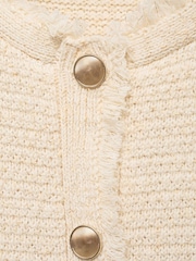 Mango White Knitted Cardigan With Frayed Ends - Image 7 of 7