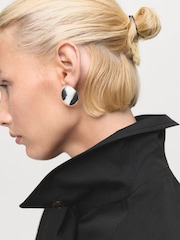 Mango Black Short Oversized Trench With Epaulettes - Image 4 of 6