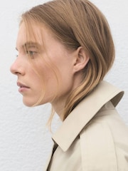 Mango Brown Double-Breasted Cropped Trench Coat - Image 5 of 7