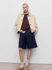 Mango White Short Oversized Trench With Epaulettes - Image 1 of 8