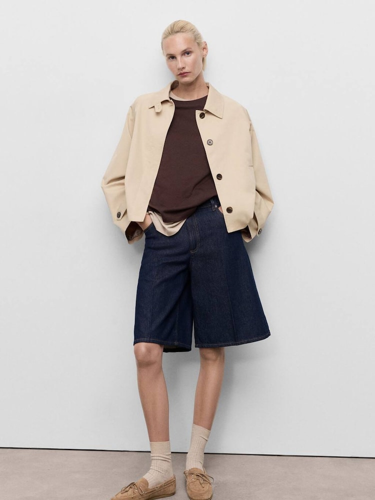 Mango White Short Oversized Trench With Epaulettes - Image 1 of 8 Mango White Short Oversized Trench With Epaulettes - Image 1 of 8