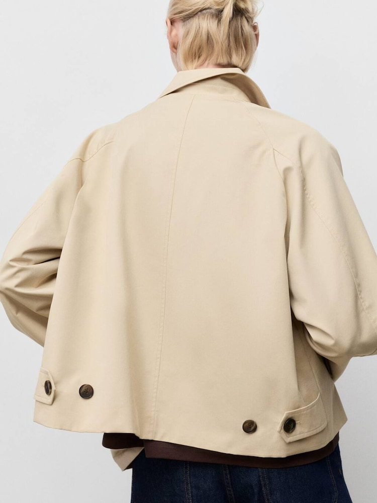 Mango White Short Oversized Trench With Epaulettes - Image 2 of 8 Mango White Short Oversized Trench With Epaulettes - Image 2 of 8