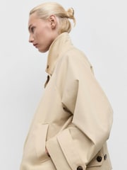 Mango White Short Oversized Trench With Epaulettes - Image 4 of 8