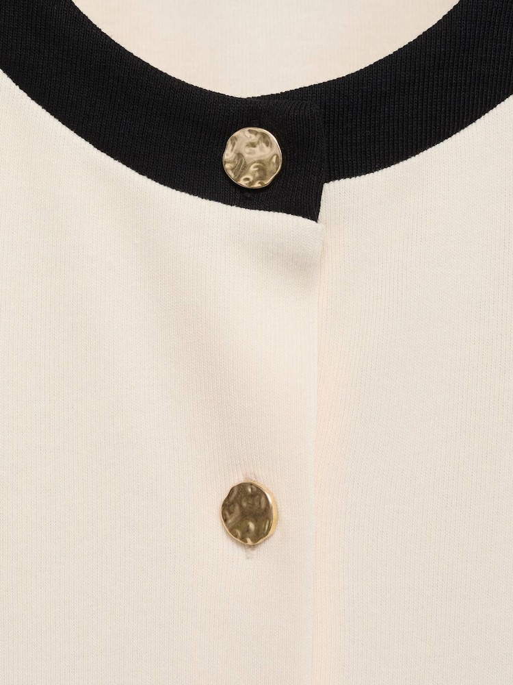 Mango White Contrast Cotton Cardigan - Image 6 of 6 Mango White Contrast Cotton Cardigan - Image 6 of 6