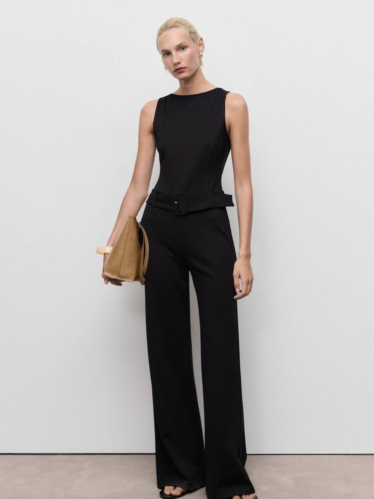 Mango Black Belty Jumpsuit - Image 1 of 6 Mango Black Belty Jumpsuit - Image 1 of 6