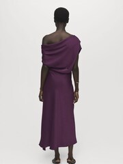 Mango Purple Asymmetrical Satin Dress - Image 2 of 7