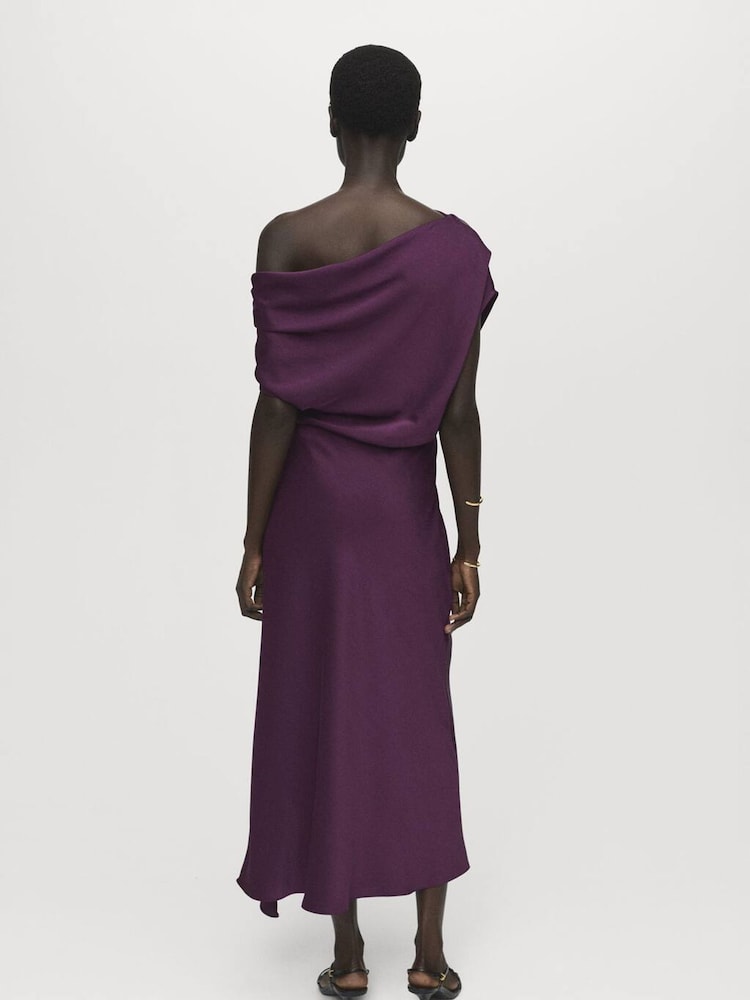 Mango Purple Asymmetrical Satin Dress - Image 2 of 7 Mango Purple Asymmetrical Satin Dress - Image 2 of 7