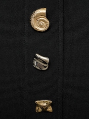 Mango Black Strapless Dress With Jewel Buttons - Image 8 of 8