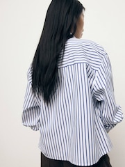 Mango Blue Striped Cropped Shirt - Image 5 of 7