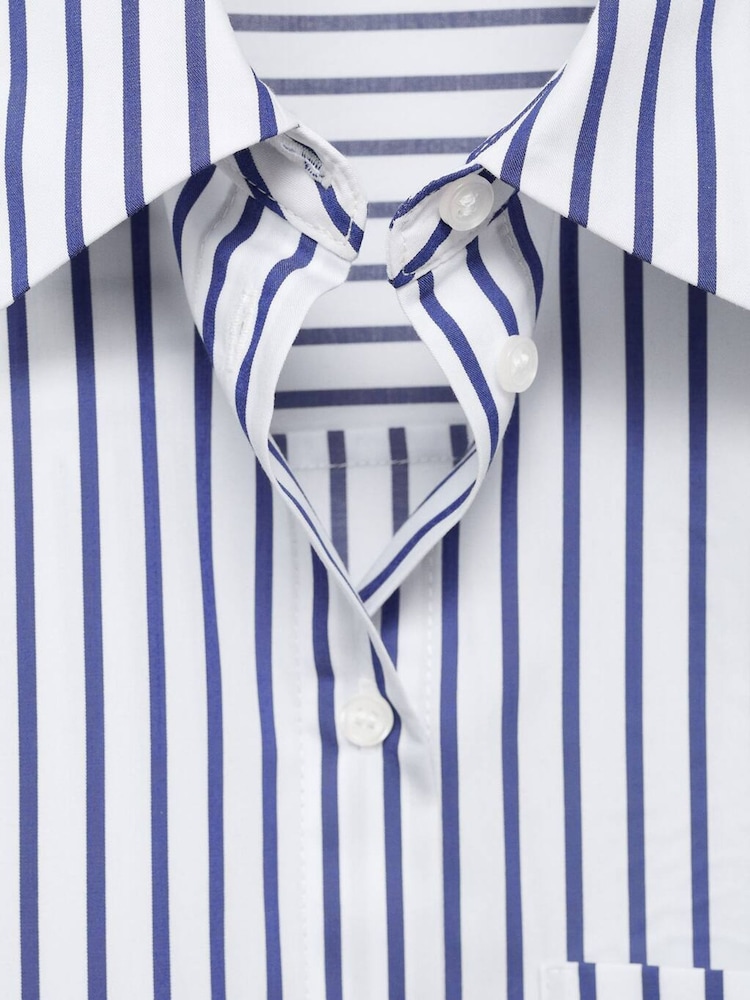 Mango Blue Striped Cropped Shirt - Image 7 of 7