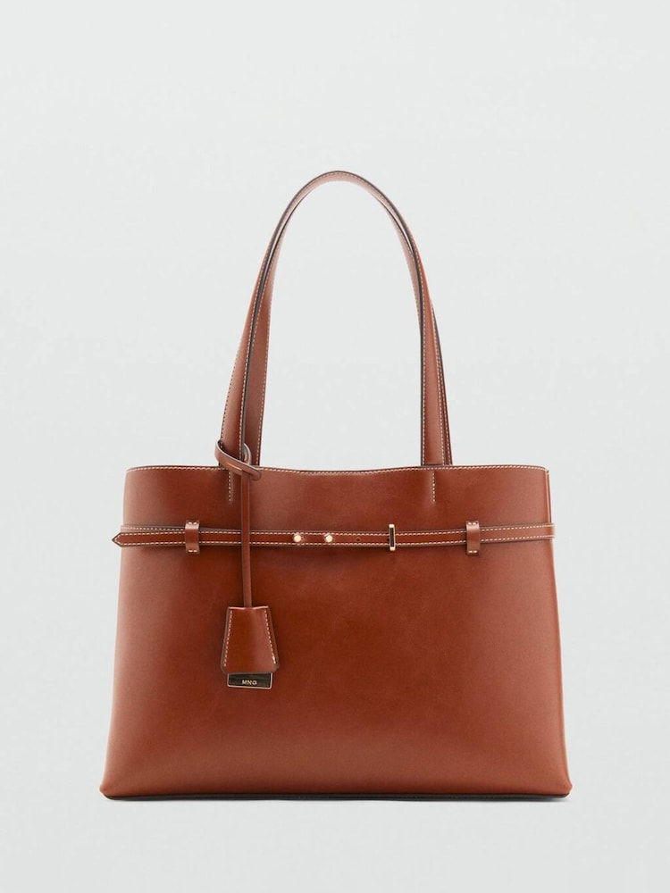 Mango Brown Shopper Bag With Charm - Image 1 of 4