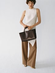 Mango Brown Shopper Bag With Double Handle - Image 3 of 4