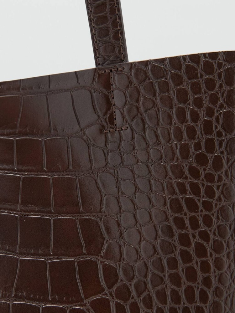 Mango Brown Shopper Bag With Double Handle - Image 4 of 4