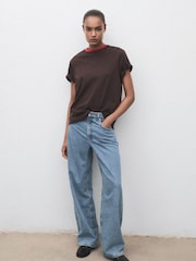 Mango Blue Mid-Rise Straight Jeans - Image 1 of 6