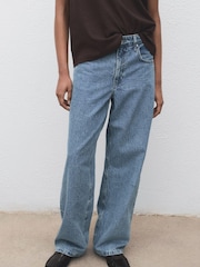 Mango Blue Mid-Rise Straight Jeans - Image 3 of 6