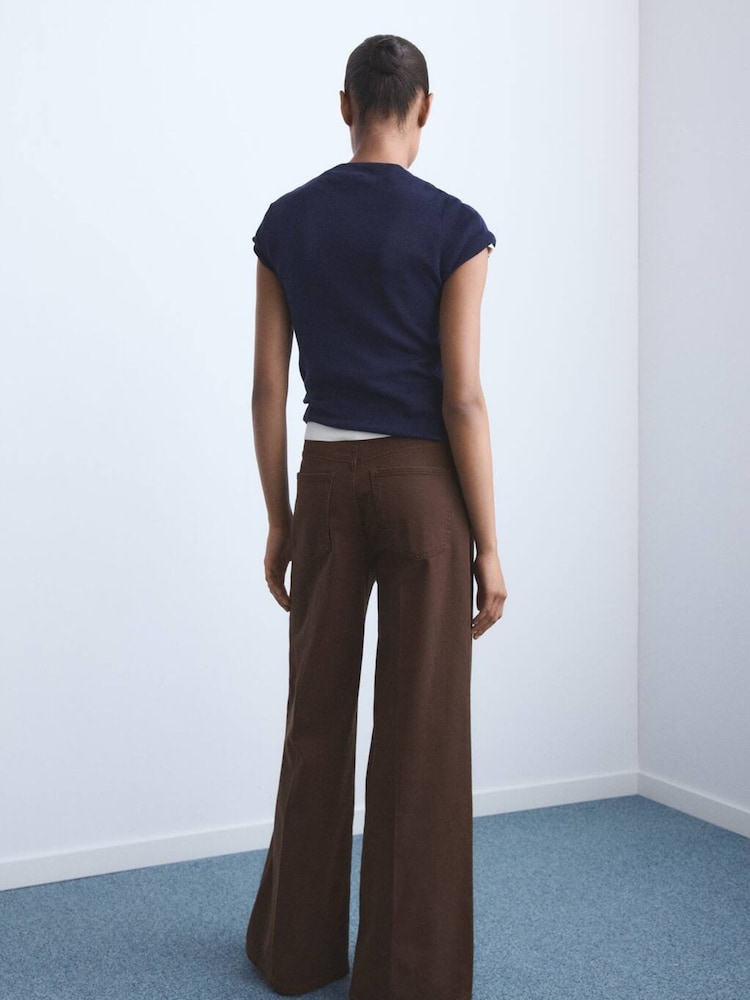 Mango Brown High-Waisted Wide-Leg Jeans - Image 2 of 6 Mango Brown High-Waisted Wide-Leg Jeans - Image 2 of 6