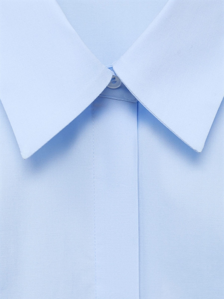 Mango Blue Cotton Poplin Shirt - Image 6 of 6 Mango Blue Cotton Poplin Shirt - Image 6 of 6