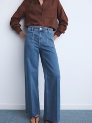 Mango Blue Wide-Leg Jeans With Pockets - Image 3 of 6