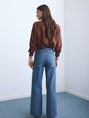 Mango Blue Wide-Leg Jeans With Pockets - Image 4 of 6