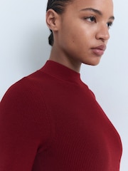 Mango Red Perkins-Neck Knitted Dress - Image 4 of 6