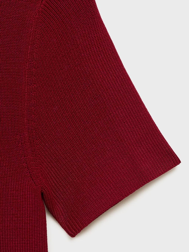 Mango Red Perkins-Neck Knitted Dress - Image 6 of 6