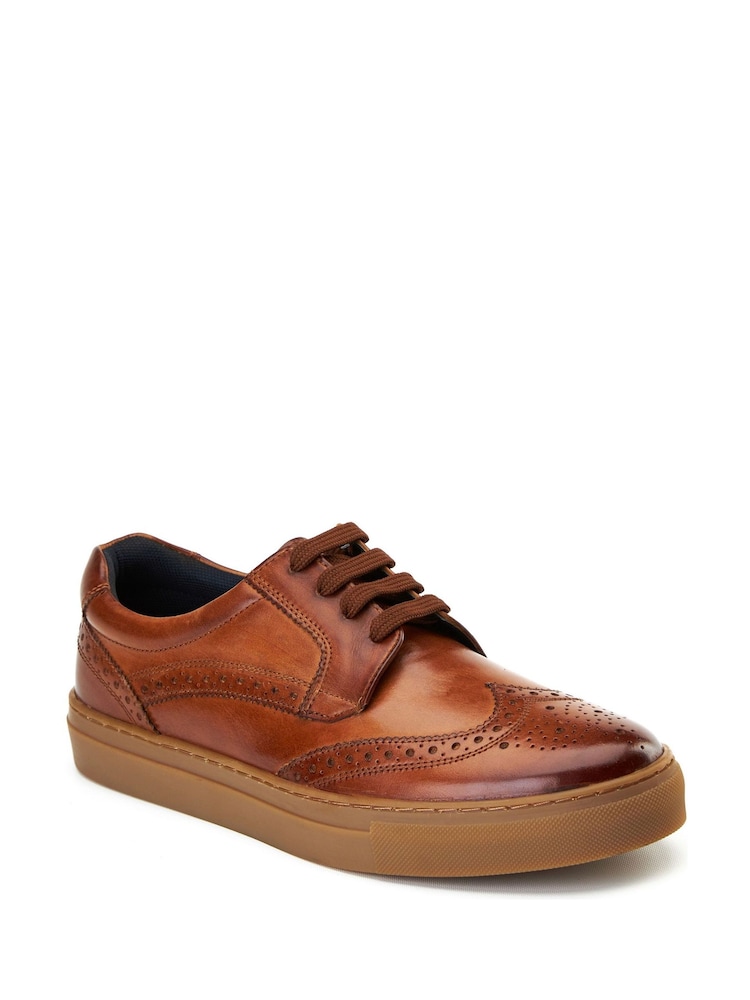 Base London Burnt Tan Brown Clapton Brogue Trainer - Image 2 of 4