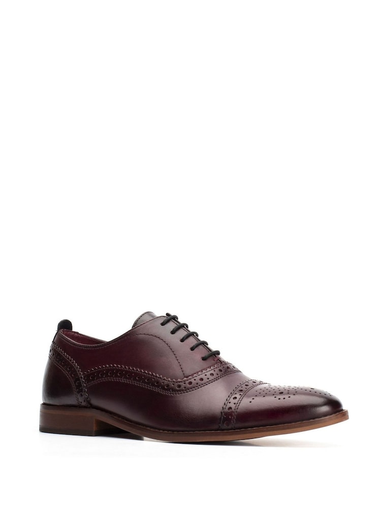 Base London Dark Red Cast Washed Brogue Shoes - Image 2 of 3