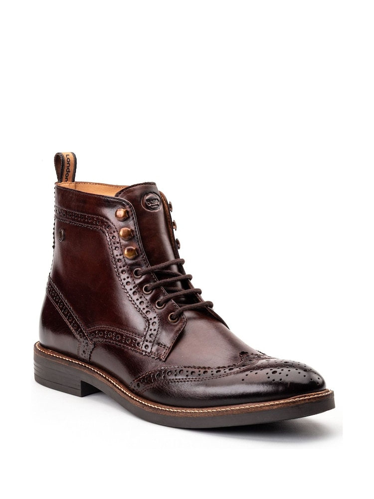 Base London Burnt Brown Bristol Brogue Boot - Image 1 of 4