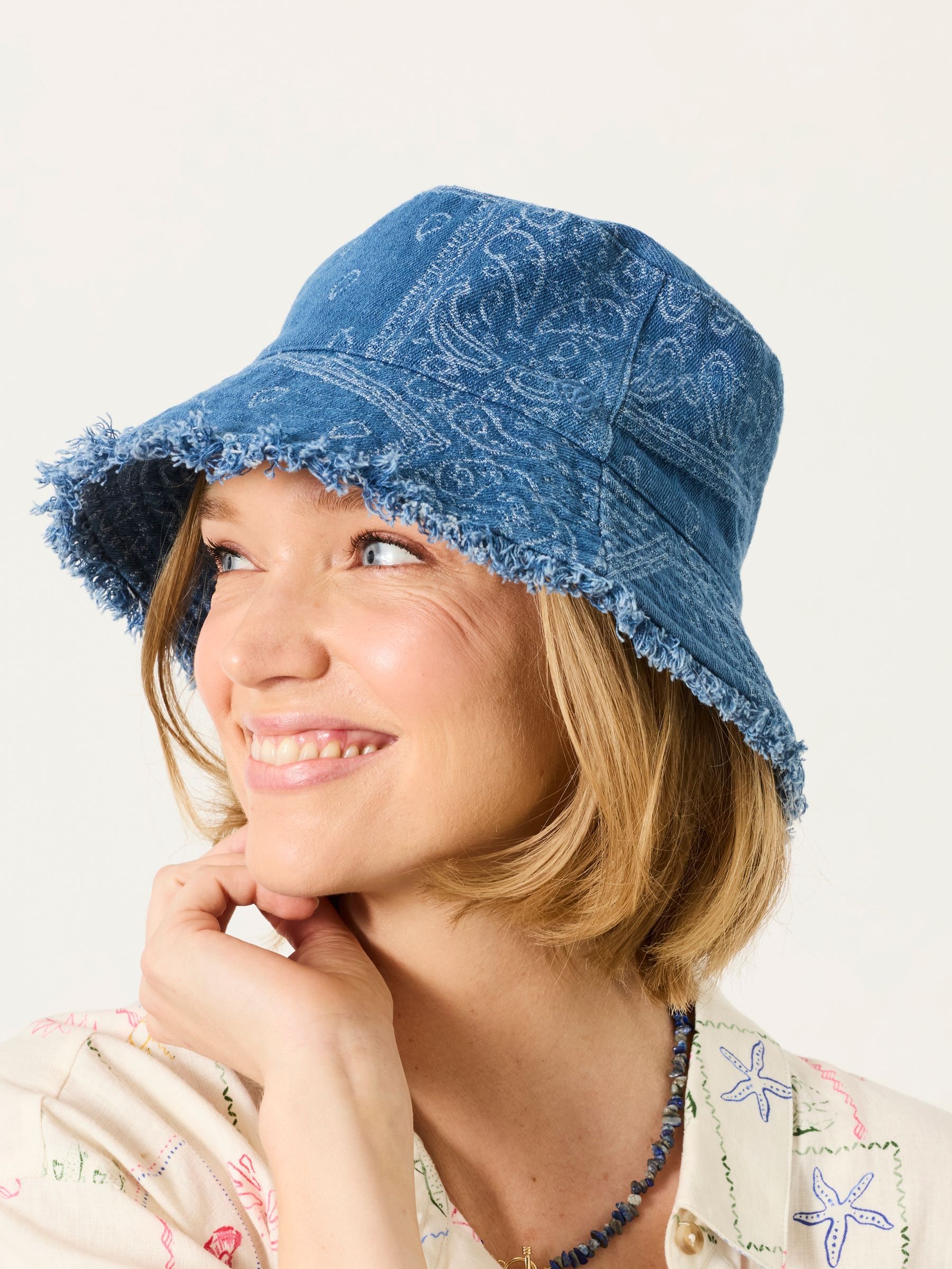 Buy FatFace Blue Bandana Denim Bucket Hat from Next USA