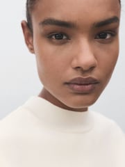 Mango White Short-Sleeved Fine-Knit Sweater - Image 4 of 6