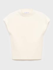 Mango White Short-Sleeved Fine-Knit Sweater - Image 5 of 6