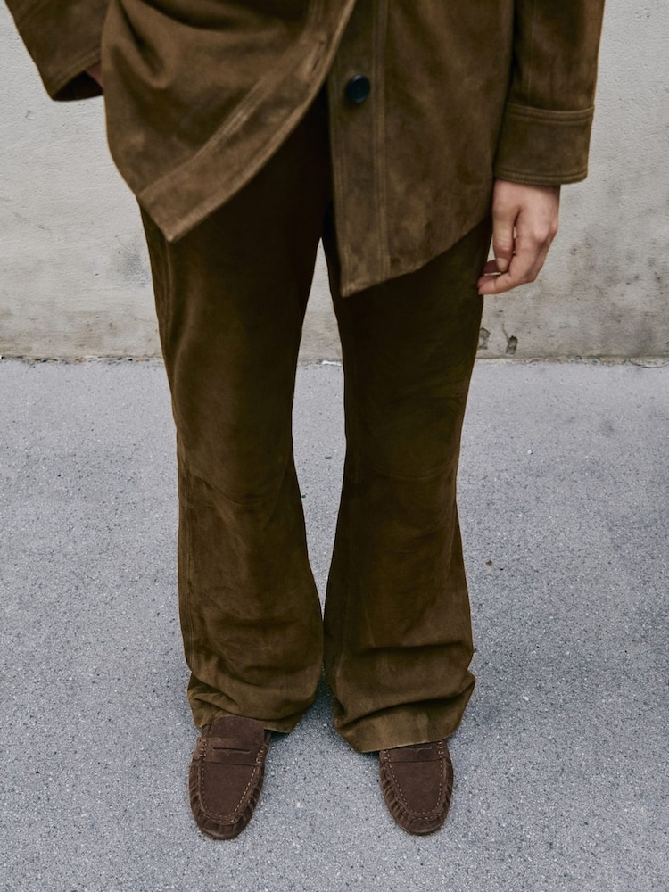 Mango Brown Suede Shoes With Gathered Toe - Image 4 of 4