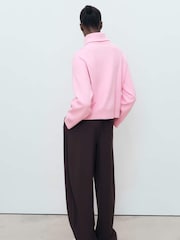Mango Pink Knitted Sweater With Zip Collar - Image 3 of 7