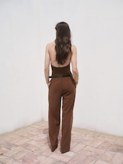 Mango Brown Straight Mid-Rise Trousers - Image 4 of 6