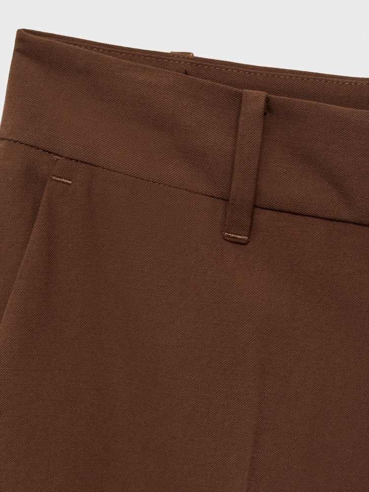 Mango Brown Straight Mid-Rise Trousers - Image 6 of 6