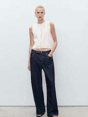 Mango White Fine-Knit Waistcoat With Buttons - Image 1 of 6