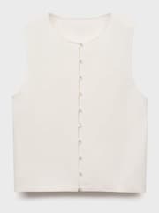 Mango White Fine-Knit Waistcoat With Buttons - Image 5 of 6