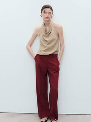 Mango Red Straight Mid-Rise Trousers - Image 1 of 5