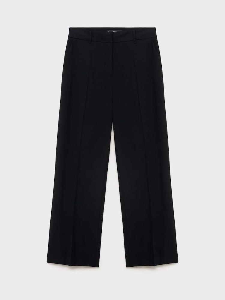 Mango Black Straight Mid-Rise Trousers - Image 1 of 2