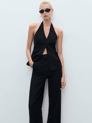 Mango Black Straight Mid-Rise Suit Trousers - Image 3 of 7