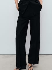Mango Black Straight Mid-Rise Suit Trousers - Image 4 of 7