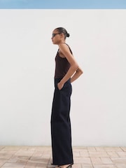 Mango Blue High-Waisted Wide Leg Denim Pants - Image 3 of 7