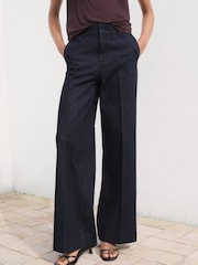 Mango Blue High-Waisted Wide Leg Denim Pants - Image 4 of 7