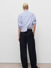 Mango Blue Low-Rise Wide-Leg Trousers - Image 3 of 6