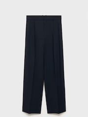 Mango Blue Low-Rise Wide-Leg Trousers - Image 5 of 6