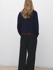 Mango Blue Knitted Sweater With Zip Collar - Image 3 of 6