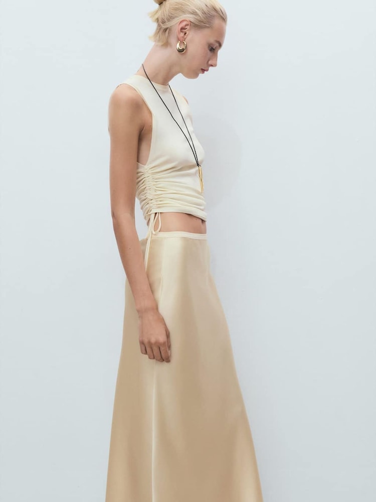 Mango Yellow Midi Satin Skirt - Image 2 of 7