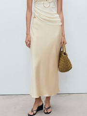 Mango Yellow Midi Satin Skirt - Image 4 of 7